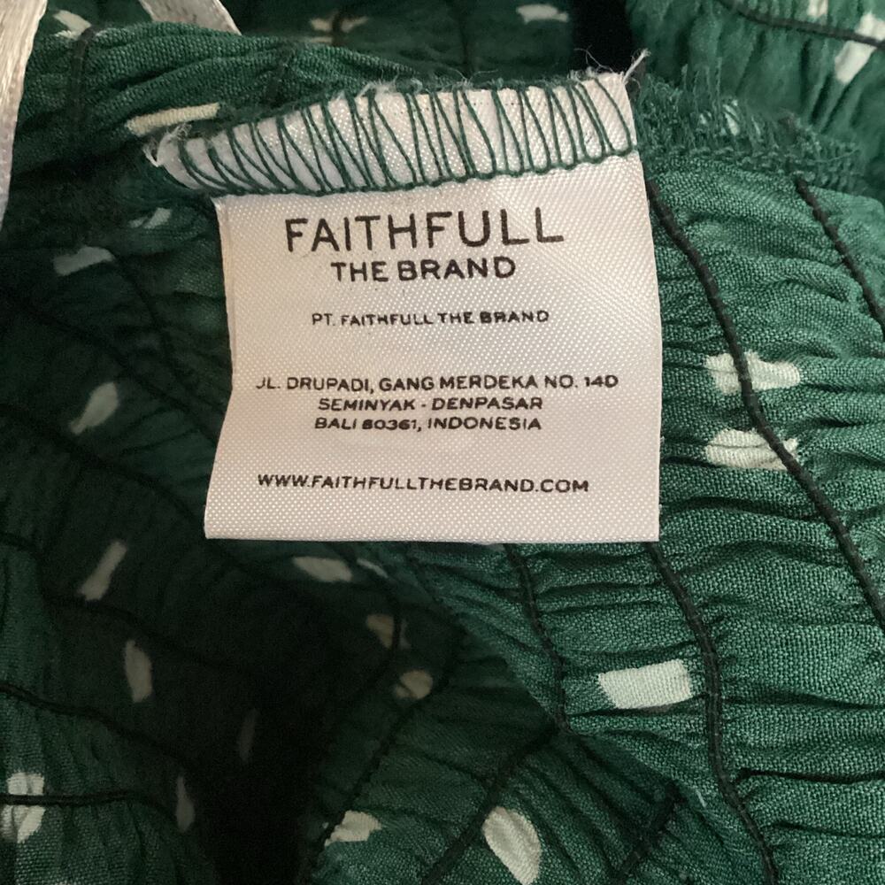 Faithfull The Brand Del Mar Dark Green Smocked Polka Dot Mini Dress M - Picture 10 of 12
